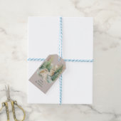 Winteruil Kerstmis Bosland Kunst Cadeaulabel (Met Touw)