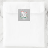 Winteruil kerststicker – Bosuil woud Vierkante Sticker (Tas)