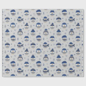 winteruil met blauw pet van wol cadeaupapier (Vlak)
