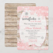 winteruitnodiging roze en zilver voor baby shower kaart (Voorkant / Achterkant)