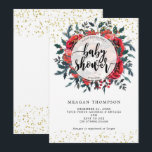 winteruitnodiging voor baby shower floral gold gli kaart<br><div class="desc">Een mooie kerstfeest-/winteruitnodiging met witte achtergrond en faux gouden confetti-accenten voor een festive bling! Gemakkelijk om de tekstgebieden uit te geven of te schrappen die worden getoond om uw persoonlijke vereisten aan te passen. Overeenkomende items die beschikbaar zijn in dit collectie, zoals dank je voor stickers, tabelnummers enz. Houd er...</div>