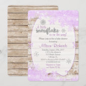 winteruitnodiging voor baby shower paars en zilver kaart (Voorkant / Achterkant)