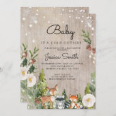 winteruitnodiging voor dierlijk bos kaart (Voorkant / Achterkant)