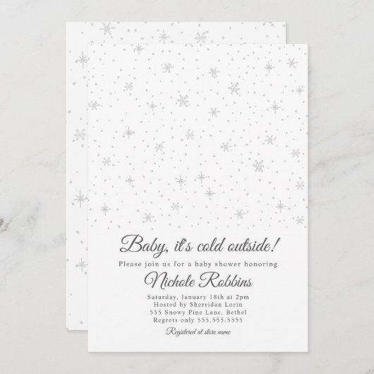 Winteruitnodiging voor het baby shower, neutraal kaart (Voorkant / Achterkant)