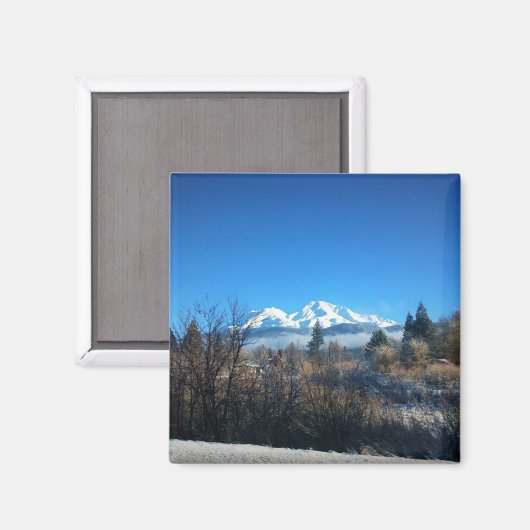 WinterUitzicht op Mount Shasta, CA Magneet (Voorkant / Achterkant)