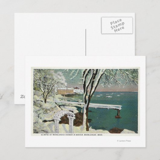WinterUitzicht van de haven van Marblehead Briefkaart (Voorkant / Achterkant)