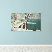 WinterUitzicht van de haven van Marblehead Canvas Afdruk (Insitu (Houten vloer))