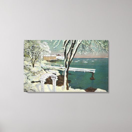 WinterUitzicht van de haven van Marblehead Canvas Afdruk (Voorkant)