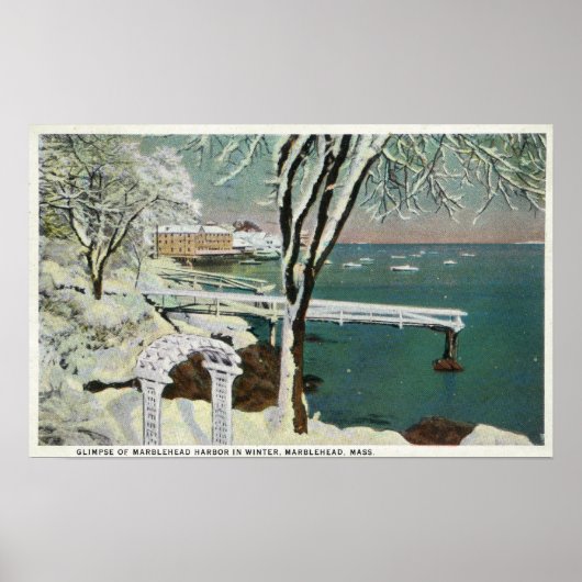 WinterUitzicht van de haven van Marblehead Poster (Voorkant)