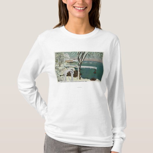 WinterUitzicht van de haven van Marblehead T-shirt (Voorkant)
