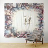 Wintervakantie achtergrond wandkleed (In Situ (horizontaal))