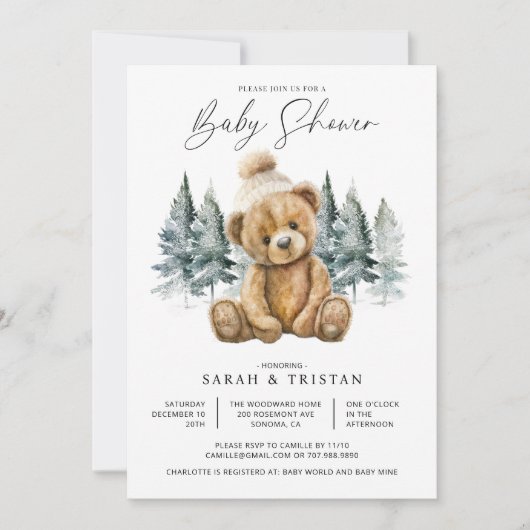 Wintervakantie Baby shower Kaart (Voorkant)