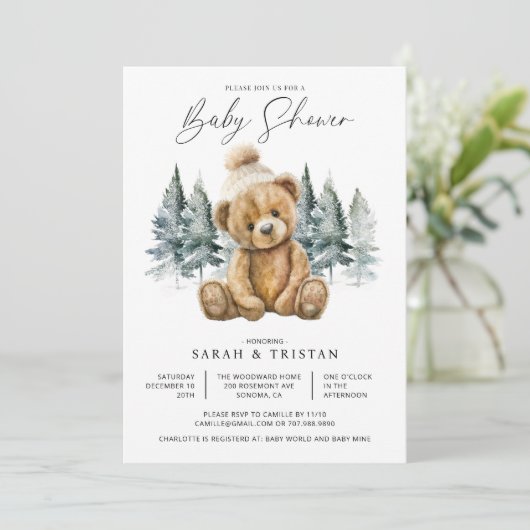 Wintervakantie Baby shower Kaart (Staand voorkant)