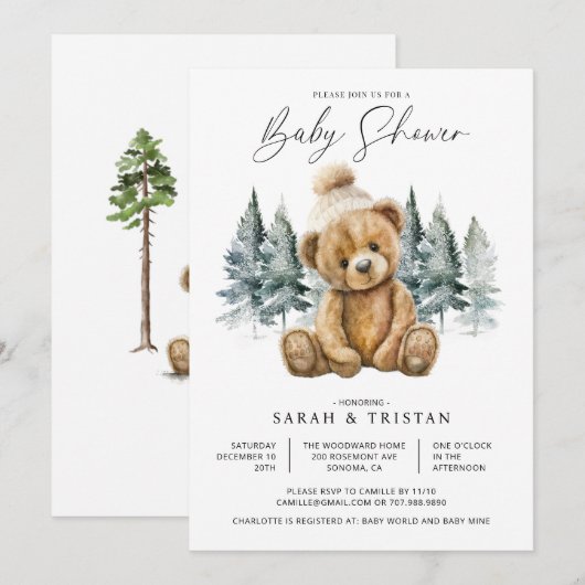 Wintervakantie Baby shower Kaart (Voorkant / Achterkant)