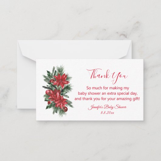Wintervakantie Bloemen baby shower Dank u Notitiekaartje (Voorkant)