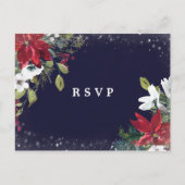 Wintervakantie Bloemen bruiloft RSVP briefkaart (Voorkant)