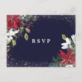 Wintervakantie Bloemen bruiloft RSVP briefkaart