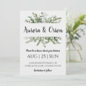 Wintervakantie bruiloft Bewaar de datum uitnodigin Kaart (Staand voorkant)