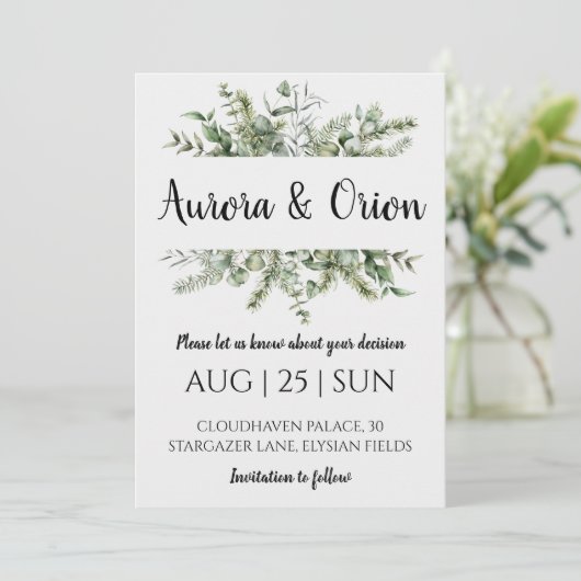 Wintervakantie bruiloft Bewaar de datum uitnodigin Kaart (Staand voorkant)