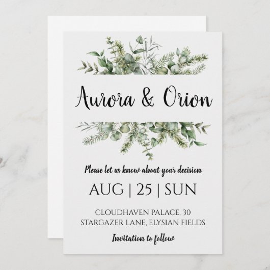 Wintervakantie bruiloft Bewaar de datum uitnodigin Kaart (Voorkant / Achterkant)