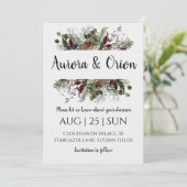 Wintervakantie bruiloft Bewaar de datum uitnodigin Kaart (Staand voorkant)