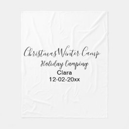 Wintervakantie camping op maat naamdatum toevoegen fleece deken