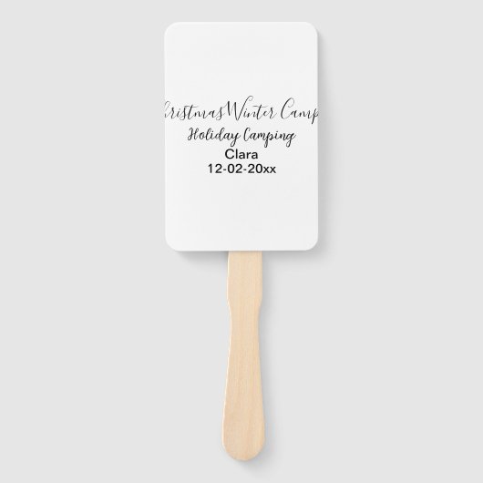 Wintervakantie camping op maat naamdatum toevoegen handwaaier (Voorkant)