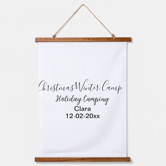 Wintervakantie camping op maat naamdatum toevoegen hangend wandkleed (Voorkant)