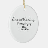 Wintervakantie camping op maat naamdatum toevoegen keramisch ornament (Rechts)