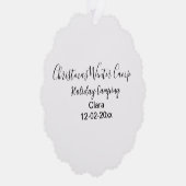 Wintervakantie camping op maat naamdatum toevoegen ornament kaart (Rechts)