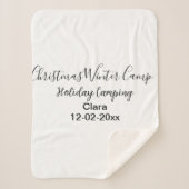 Wintervakantie camping op maat naamdatum toevoegen sherpa deken (Voorkant)