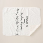 Wintervakantie camping op maat naamdatum toevoegen sherpa deken (Voorkant (horizontaal))