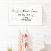 Wintervakantie camping op maat naamdatum toevoegen spandoek (Insitu)