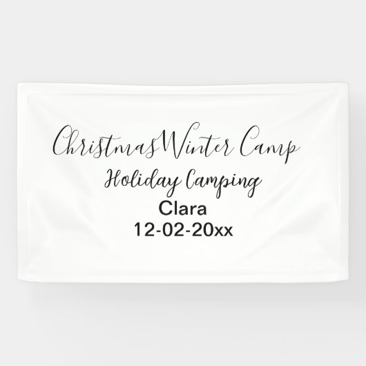 Wintervakantie camping op maat naamdatum toevoegen spandoek (Horizontaal)