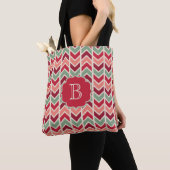 Wintervakantie Chevrons Patroon met Monogram Tote Bag (Dichtbij)