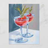 Wintervakantie Cocktails Waterverf Briefkaart (Voorkant)