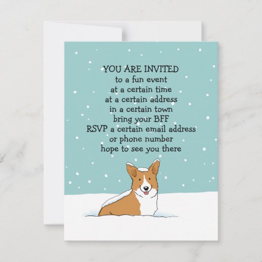Wintervakantie Corgi Party Aankondigingen (Voorkant)