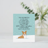 Wintervakantie Corgi Party Aankondigingen (Staand voorkant)