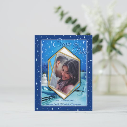 Wintervakantie die sparen de Datum plaatst Aankondigingskaart (Staand voorkant)