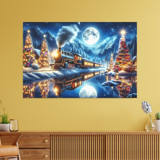 Wintervakantie Express Treinschilderij Canvas Afdruk (Insitu (Woonkamer))