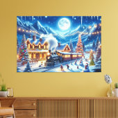 Wintervakantie Express Treinschilderij Canvas Afdruk (Insitu (Woonkamer))