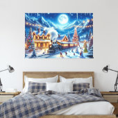 Wintervakantie Express Treinschilderij Canvas Afdruk (Insitu (Slaapkamer))