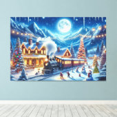 Wintervakantie Express Treinschilderij Canvas Afdruk (Insitu (Houten vloer))