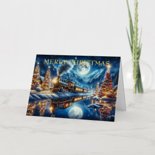 Wintervakantie Express Treinschilderij Folie Feestdagenkaart