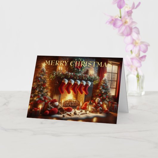 Wintervakantie Express Treinschilderij Folie Feestdagenkaart (Orchidee)