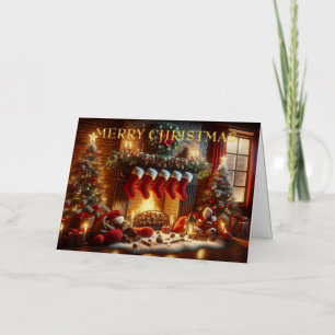 Wintervakantie Express Treinschilderij Folie Feestdagenkaart