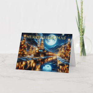 Wintervakantie Express Treinschilderij Folie Feestdagenkaart