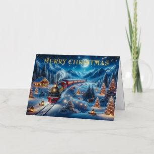 Wintervakantie Express Treinschilderij Folie Feestdagenkaart