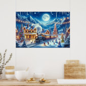 Wintervakantie Express Treinschilderij Poster (Keuken)