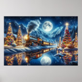 Wintervakantie Express Treinschilderij Poster (Voorkant)